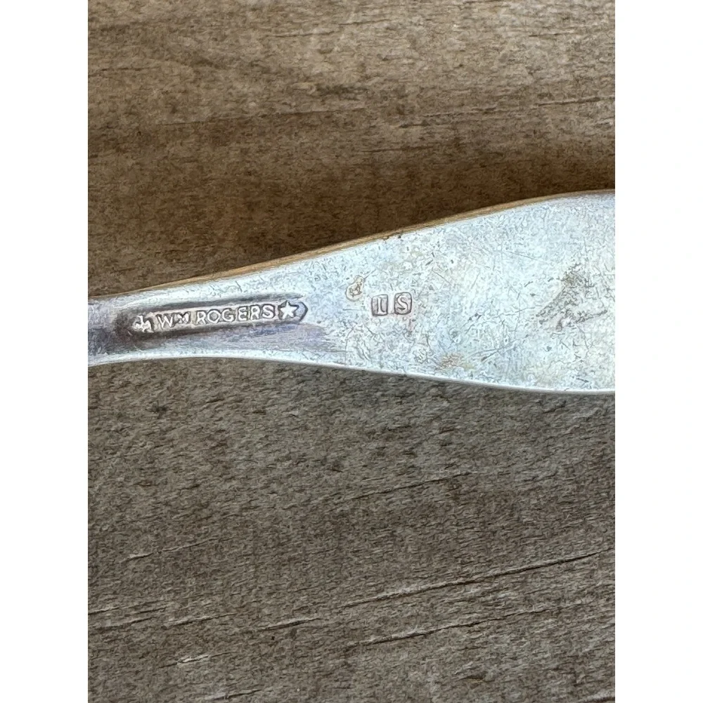 Vtg Silver-Plate WM Rogers Birth‎ Record Baby Spoon Stork Engraved Michael 1958